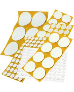 Coussinets antidérapants adhésifs en caoutchouc cellulaire EPDM, épaisseur 2,5 mm, blancs, ronds, différentes tailles.