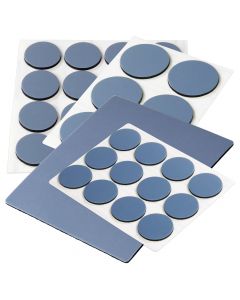Couches en PTFE extra fines et auto-adhésives, minceur 1.5 mm, forme ronde ou angulaire, bleu-gris, plusieurs formes